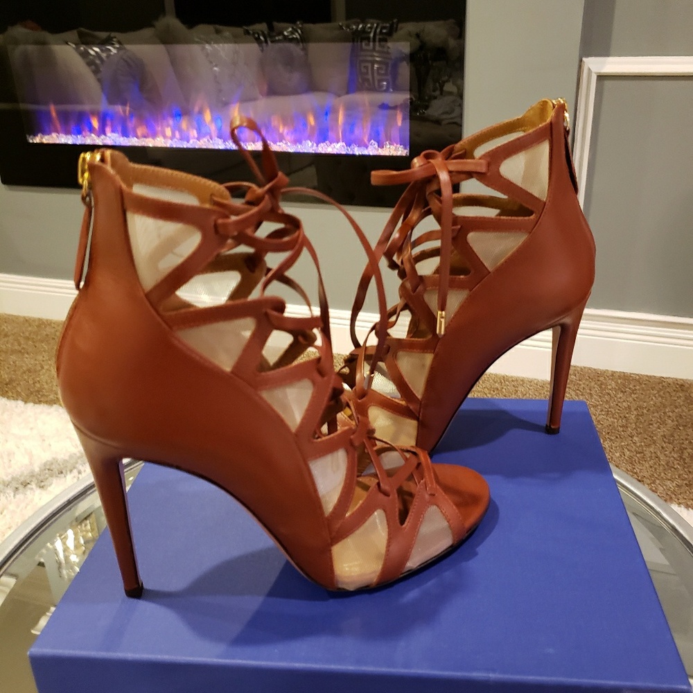 Aquazurra Sheer Lace up Sandals